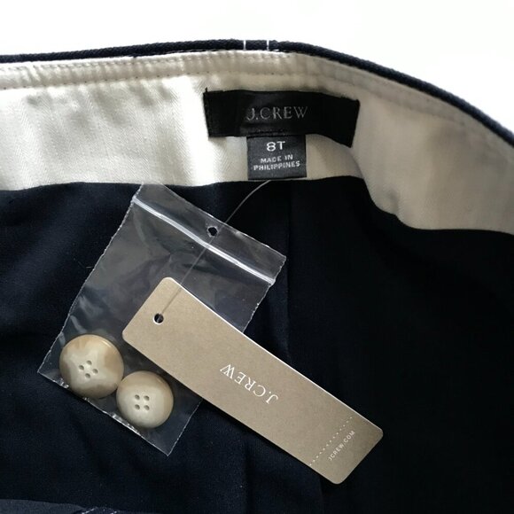 NWT JCrew Button Up Skirt Womens 8 T Tall Navy Blue Straight Stretch Linen NEW - Picture 4 of 15